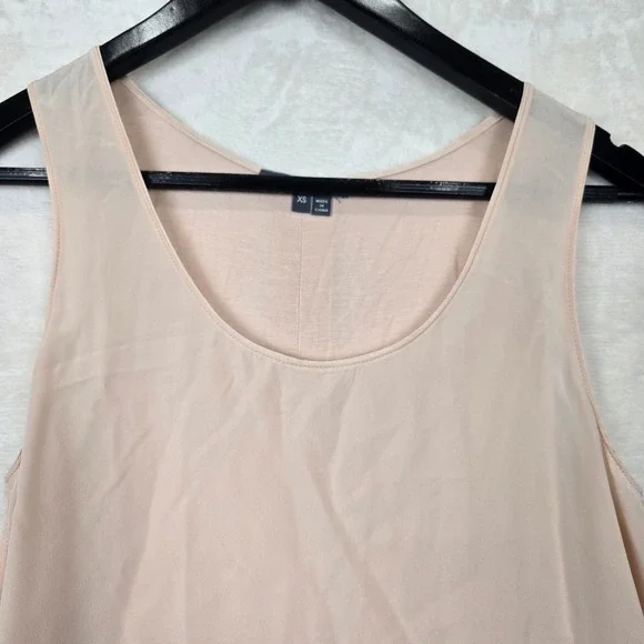 Vince Womens Mixed Media Silk Front Tank Top Blush Pink Scoop Neck XS - Picture 2 of 7